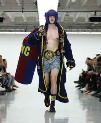 Models on the catwalk during the SIBLING London Collections Men AW2016 show at BFC Show Space, Victoria House, London.