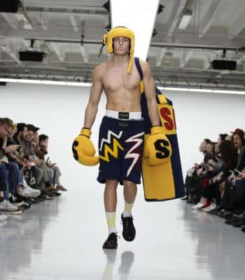 Models on the catwalk during the SIBLING London Collections Men AW2016 show at BFC Show Space, Victoria House, London.