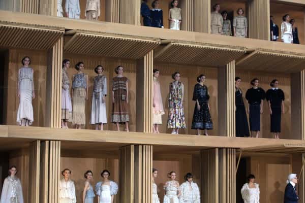 Models pose during Chanel's Spring-Summer 2016 Haute Couture fashion collection presented in Paris, Tuesday, Jan.26, 2016. (AP Photo/Thibault Camus)