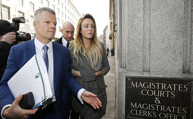 Reality TV star Charlotte Crosby and solicitor Nick Freeman arriving at Newcastle Magistrates' Court where she is charged with drink-driving.