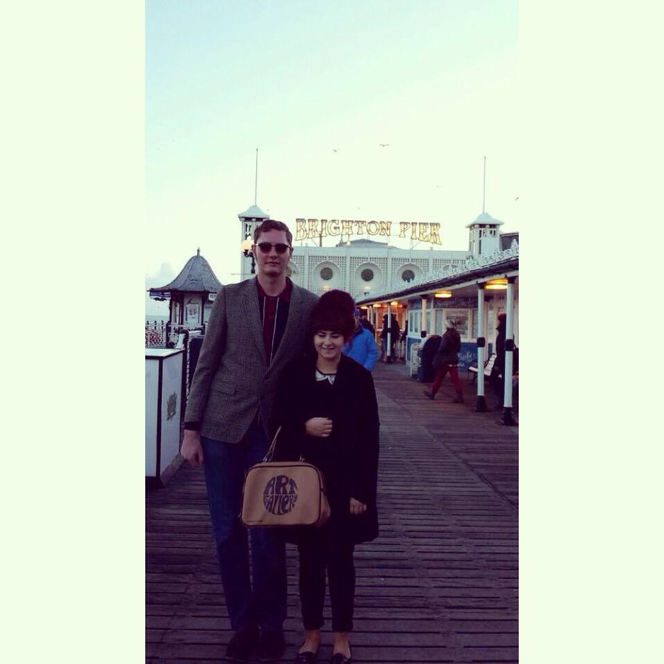 One of the first times I wore my fur coat. On Brighton Pier with my boyfriend at Christmas time 2013.