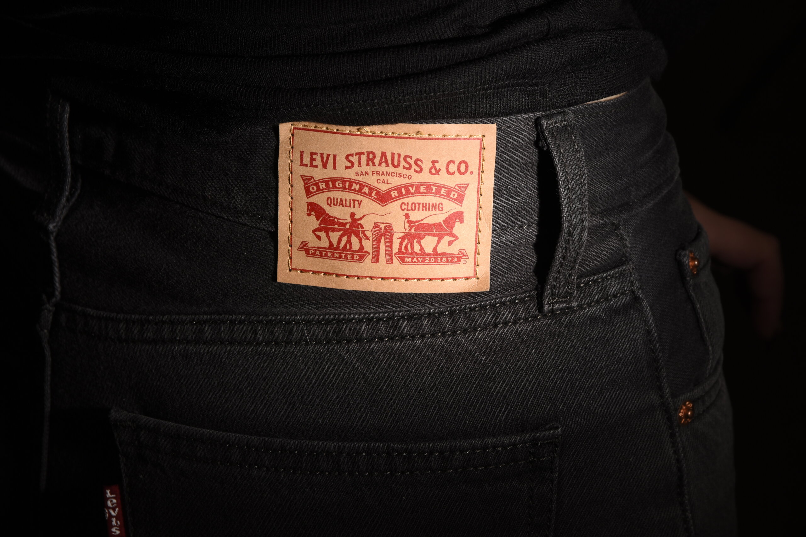 Close-up shot of Levi's jeans trademark label